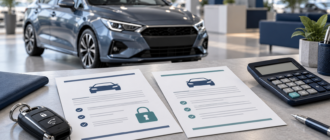 Автомобиль и документы для сравнения автокредита с кредитом наличными
