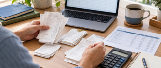 Человек сверяет поступления и документы о подработке